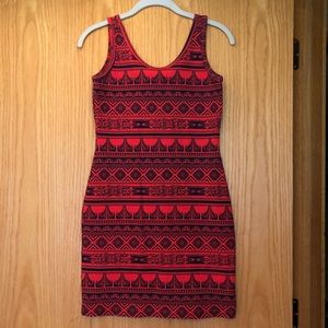 patterned body con dress
